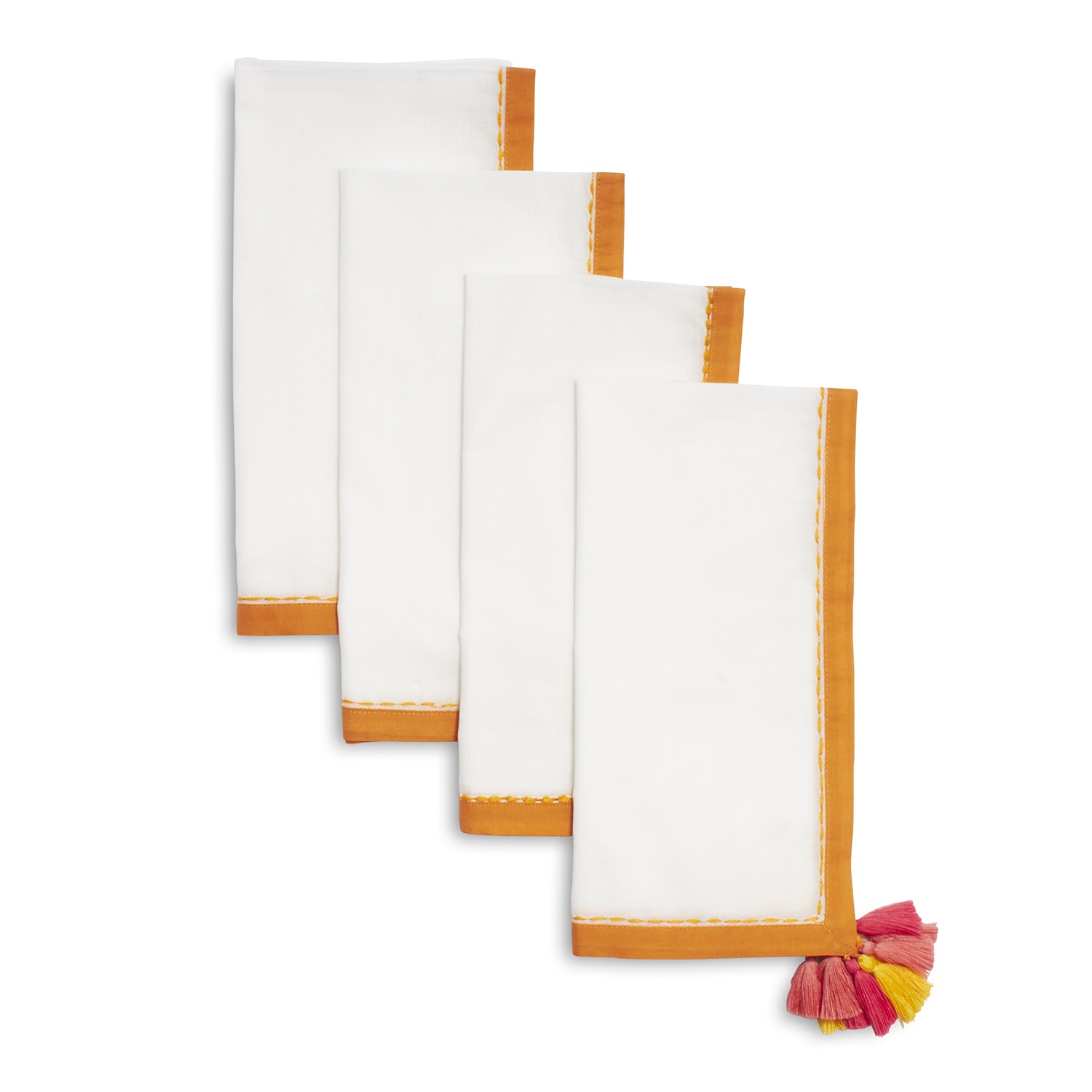 slide 1 of 1, Sur La Table Border Tassel Napkins, 4 ct