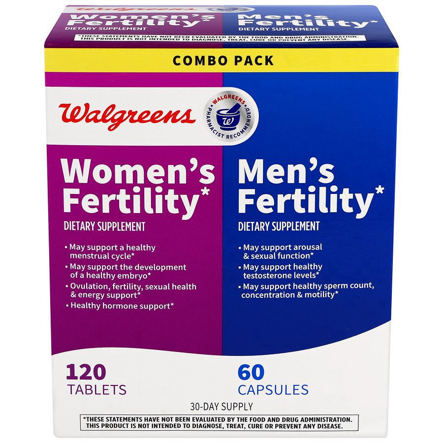 slide 2 of 5, Walgreens Women's Fertility Tablets & Men's Fertility Capsules Combo Pack, 1 ct