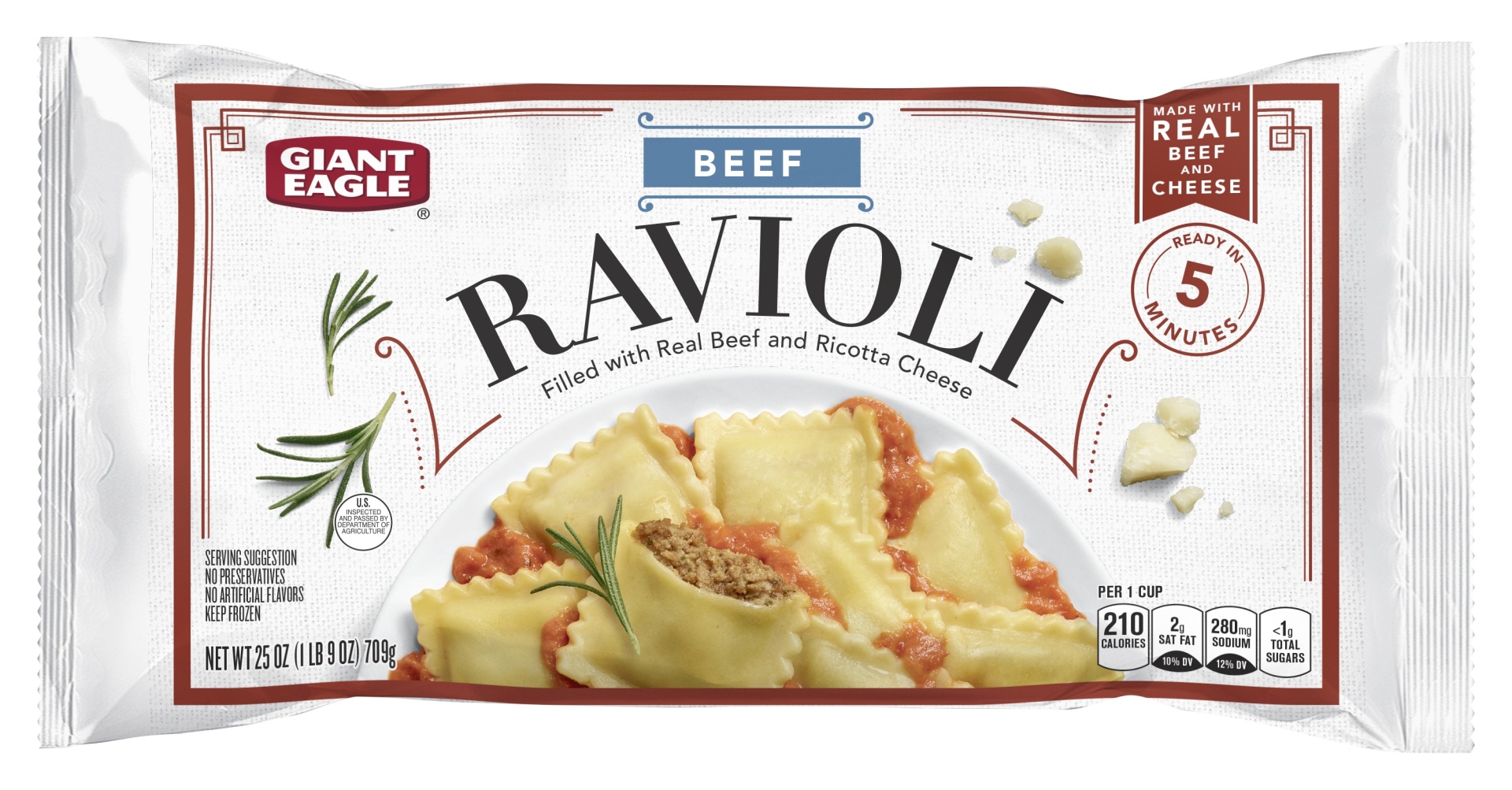 slide 1 of 1, Giant Eagle Ge Beef Ravioli, 25 oz