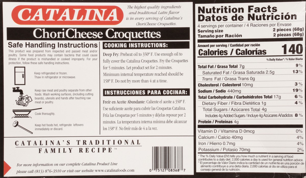 slide 9 of 12, Catalina Chori Cheese Croquettes 8 ea, 8 ct