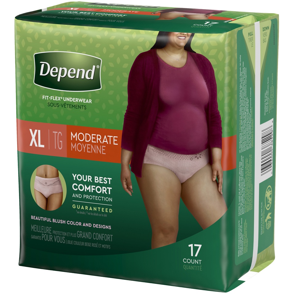 slide 3 of 3, Depend Womens Fitflex Moderate Absorbency Underwear - XL, 17 ct