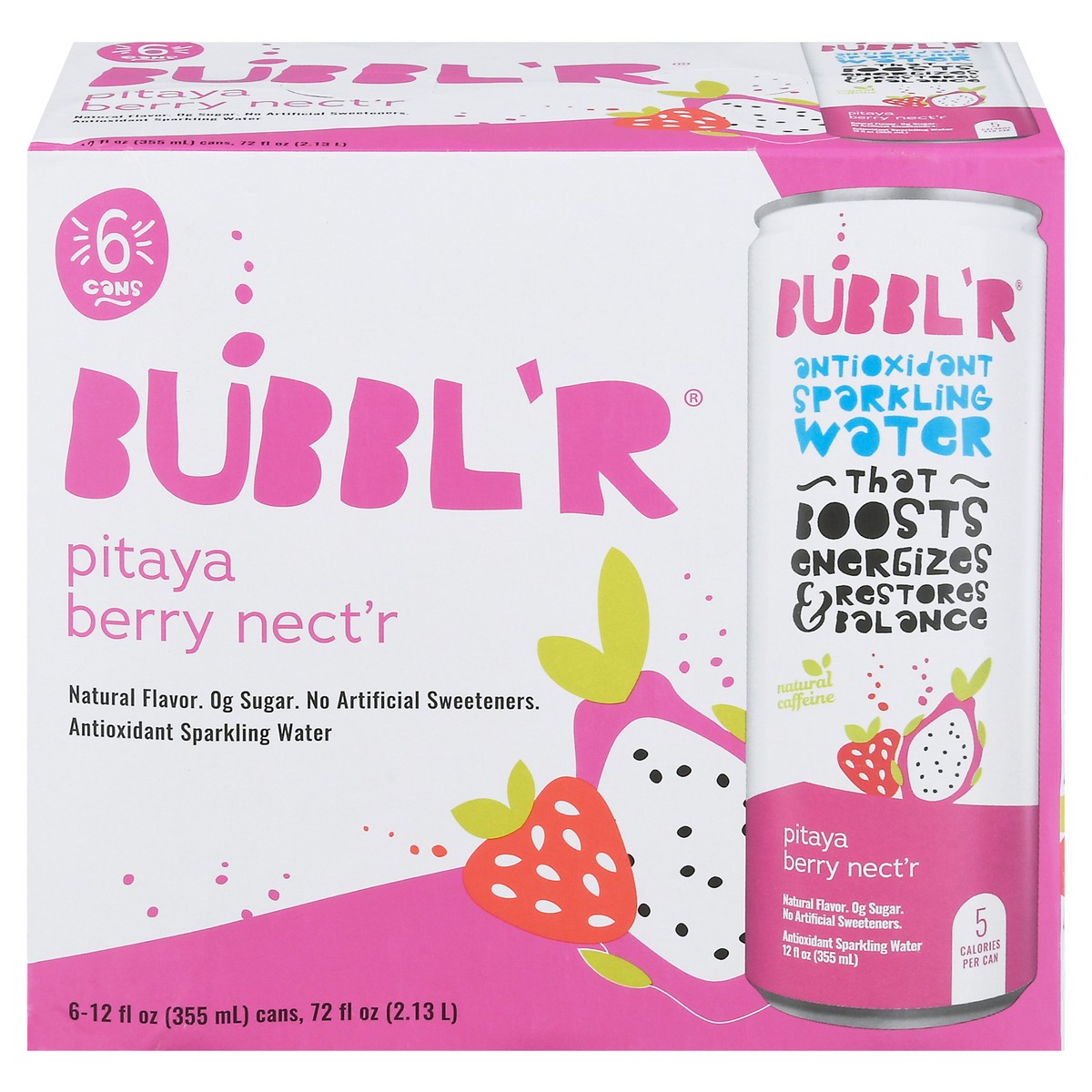 slide 1 of 29, Bubbl'r Antioxidant Pitaya Berry Nect'r Sparkling Water - 6 ct; 12 fl oz, 6 ct; 12 fl oz