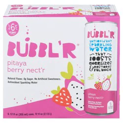 BUBBL'R Antioxidant Pitaya Berry Nect'r Sparkling Water - 6 x 12 fl oz Cans