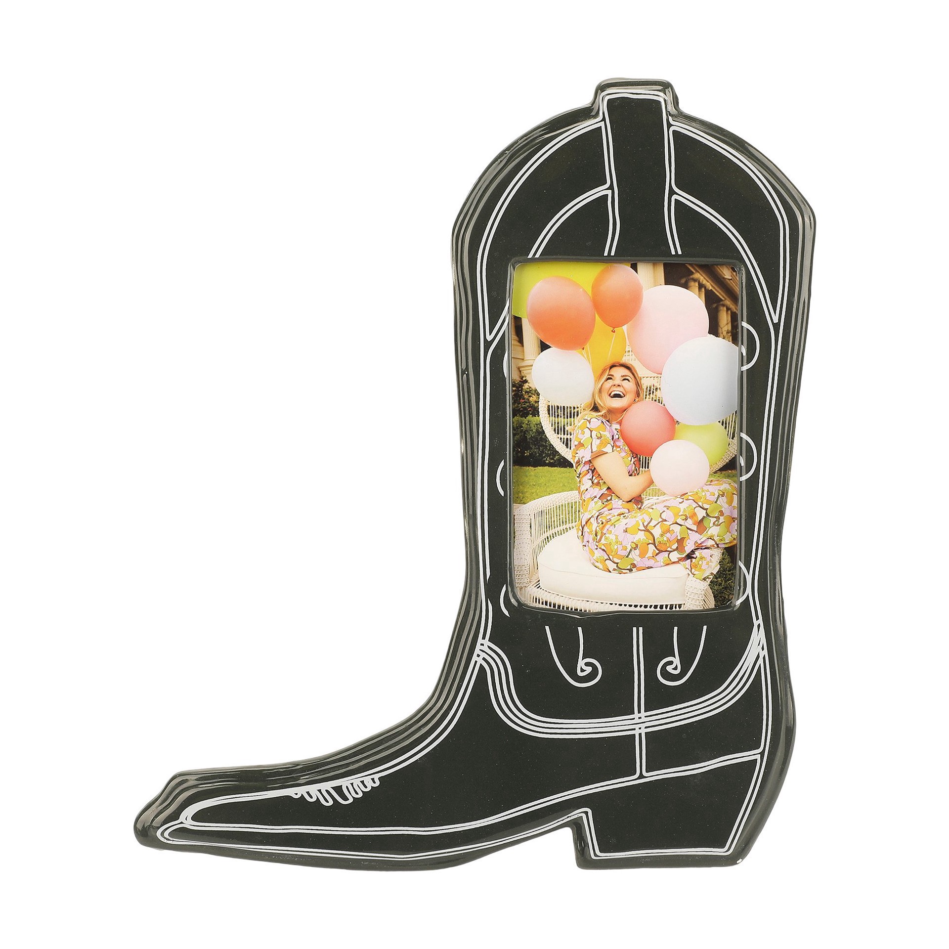 slide 1 of 1, Packed Party Kickin’ It Cowboy Boot Picture Frame - Black, 3 in x 4.5 in