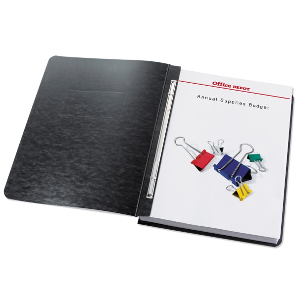 slide 1 of 1, Office Depot Brand Pressboard Report Covers With Fasteners, 50% Recycled, Black, Pack Of 5, 5 ct