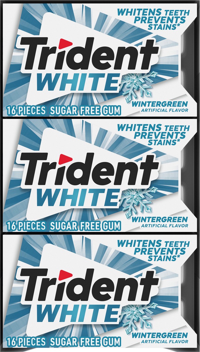 slide 5 of 11, Trident White Wintergreen Sugar Free Gum, 9 Packs of 16 Pieces (144 Total Pieces), 