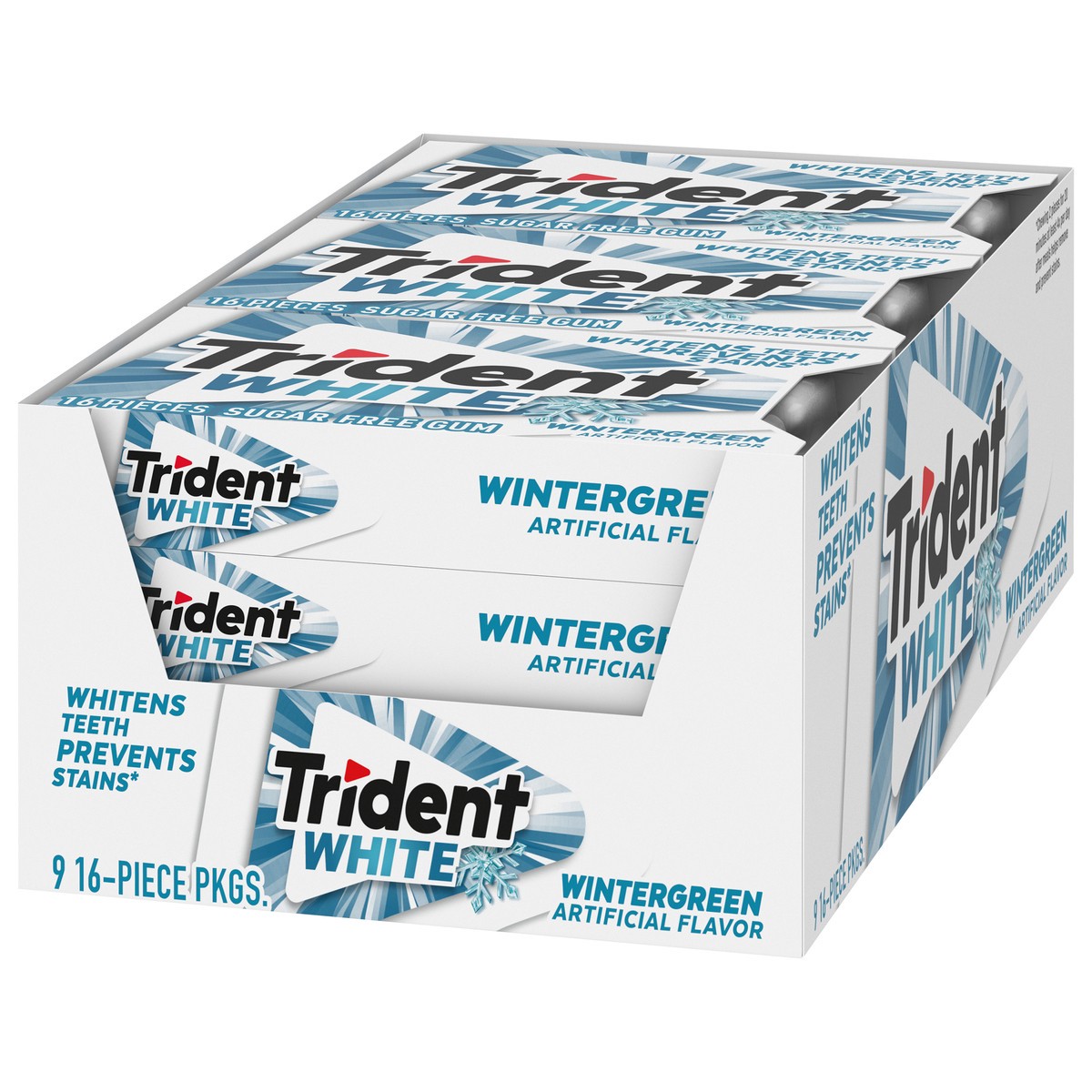 slide 11 of 11, Trident White Wintergreen Sugar Free Gum, 9 Packs of 16 Pieces (144 Total Pieces), 