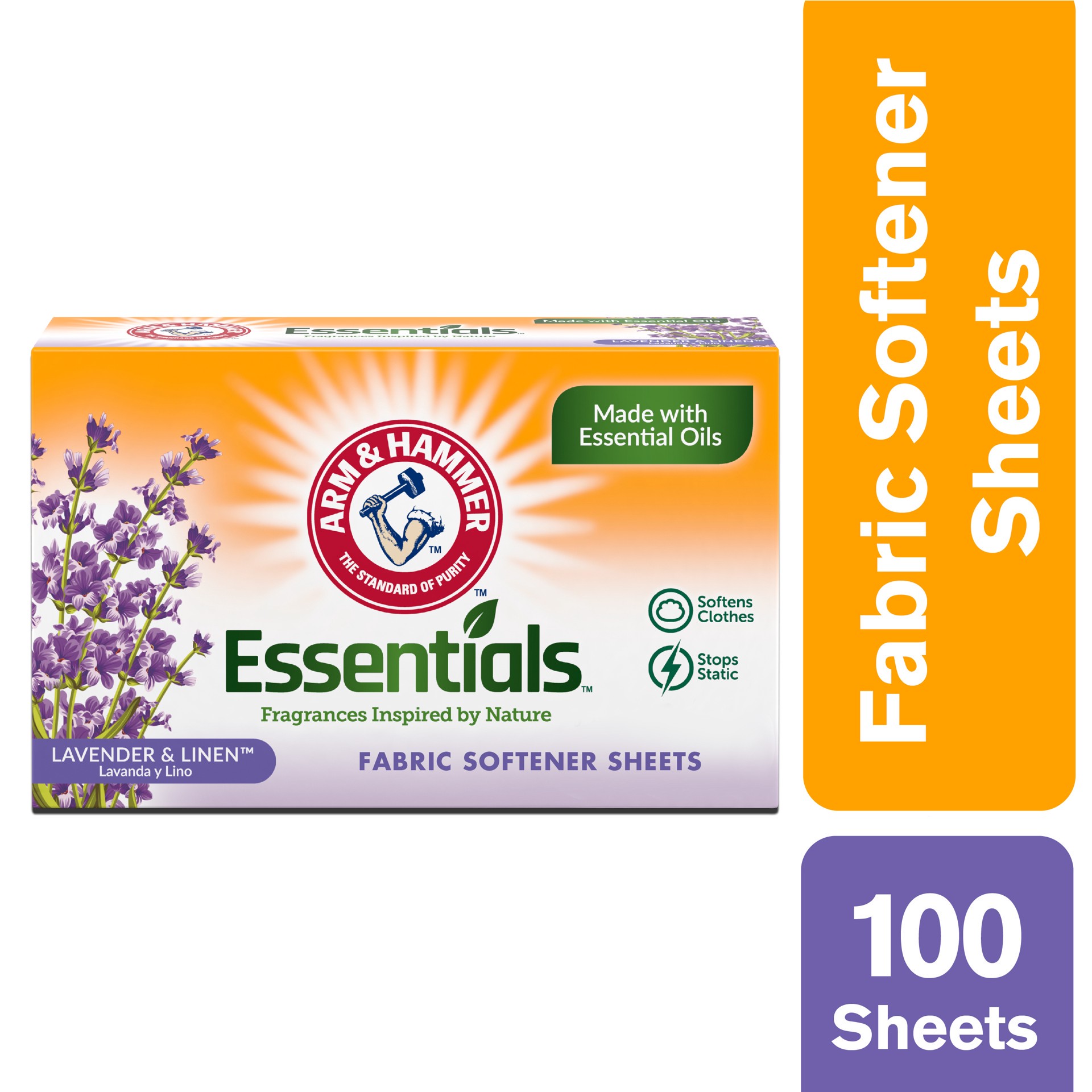 slide 3 of 5, ARM & HAMMER Lavendar White Linen Dryer Sheet, 100 ct