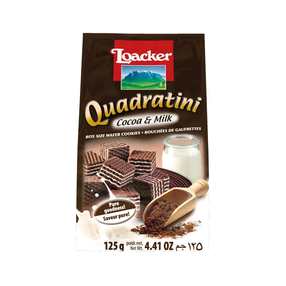 slide 1 of 1, Loacker Quadratini Cocoa And Milk Wafer Cookies, 4.41 oz