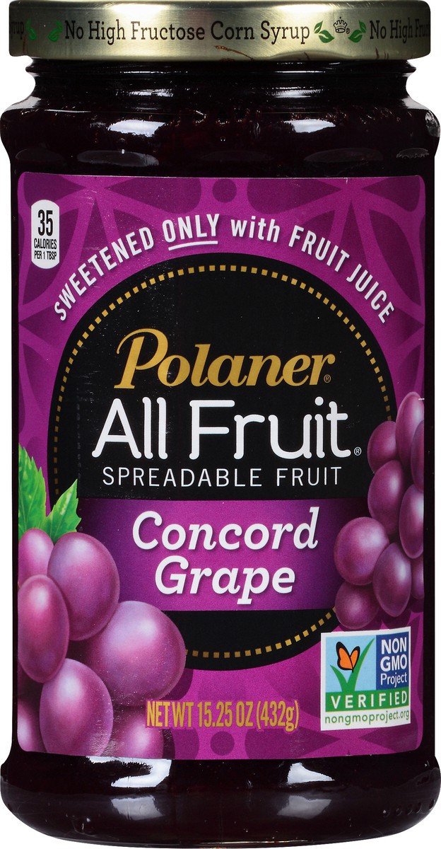 slide 1 of 7, Polaner All Fruit Gluten Free Concord Grape Spreadable Fruit, Grape Fruit Spread, 15.25 OZ, 15.25 oz