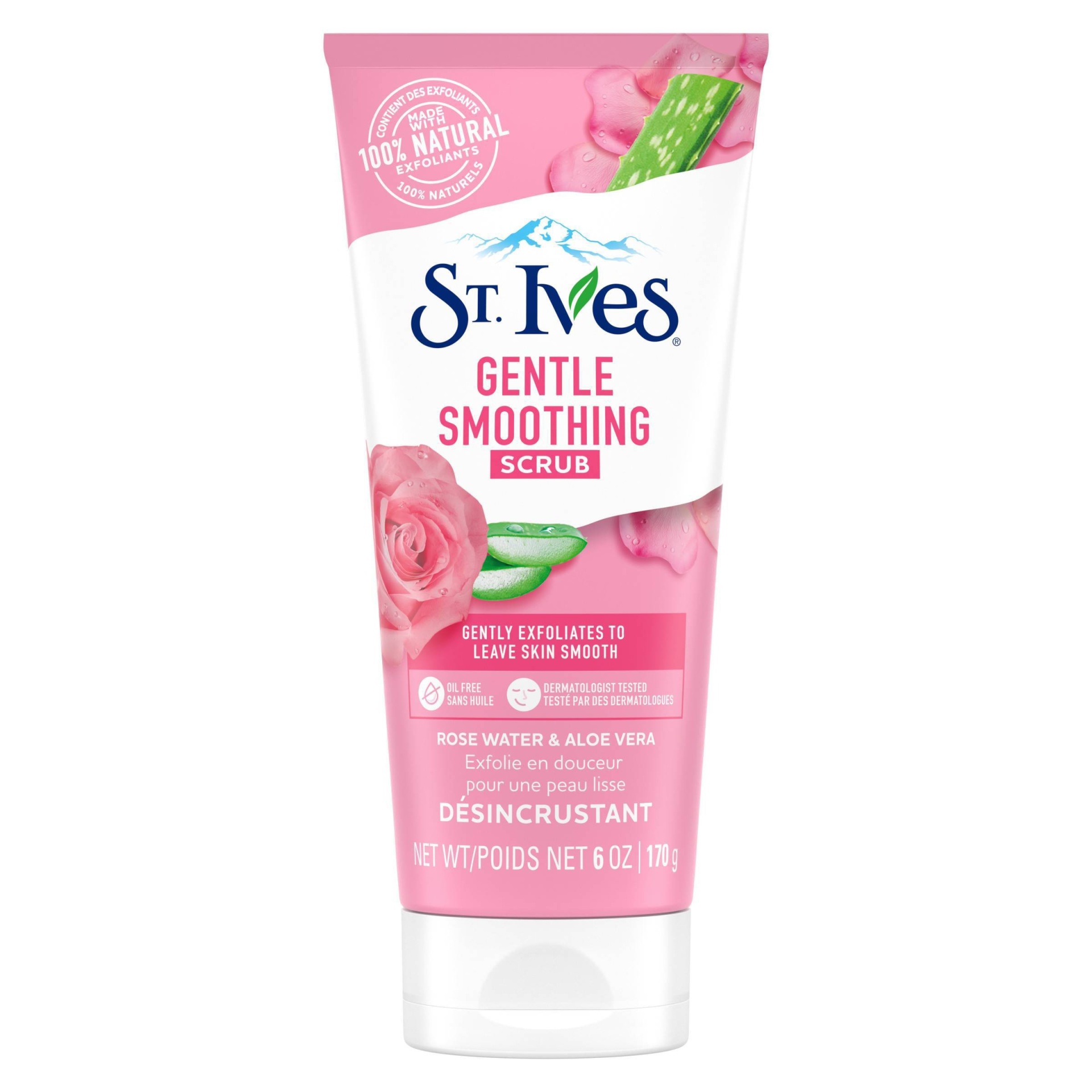 slide 1 of 9, St. Ives Gentle Smoothing Rosewater and Aloe Vera Facial Scrub, 6 oz