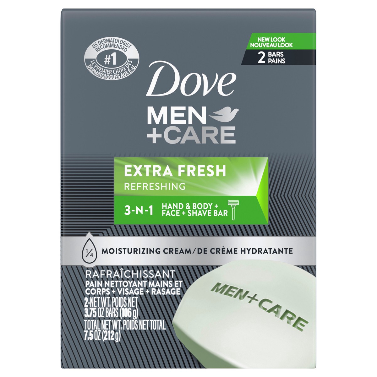 slide 1 of 3, Dove Men+Care Dove Men's Extra Fresh Bar Soap, 8 oz