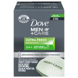 Dove Men+Care Bar 3 in 1 Cleanser for Body, Face, and Shaving Extra Fresh, 3.75 oz, 2 Bars