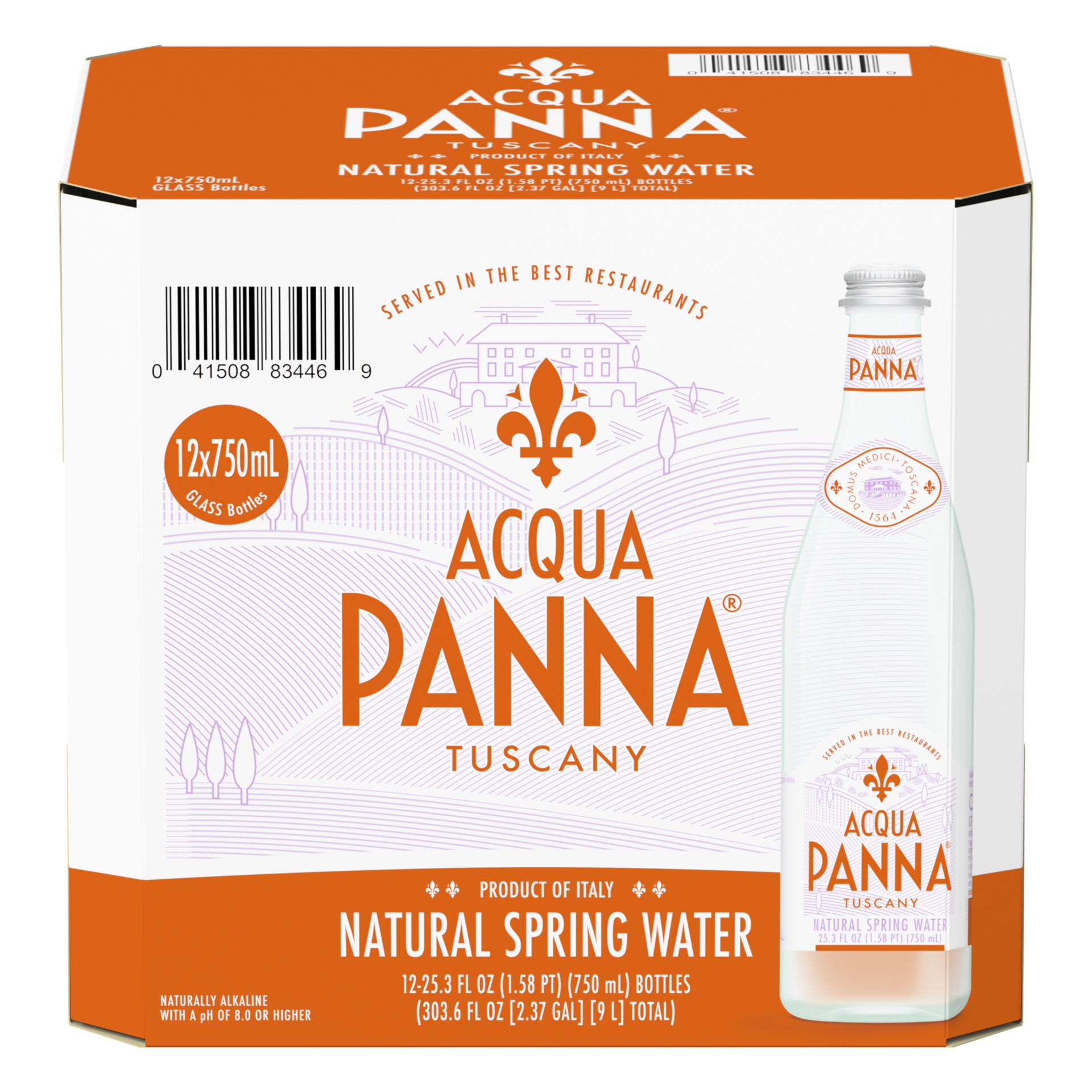 slide 1 of 1, Acqua Panna Natural Spring Water Glass, 12 ct; 25.3 fl oz