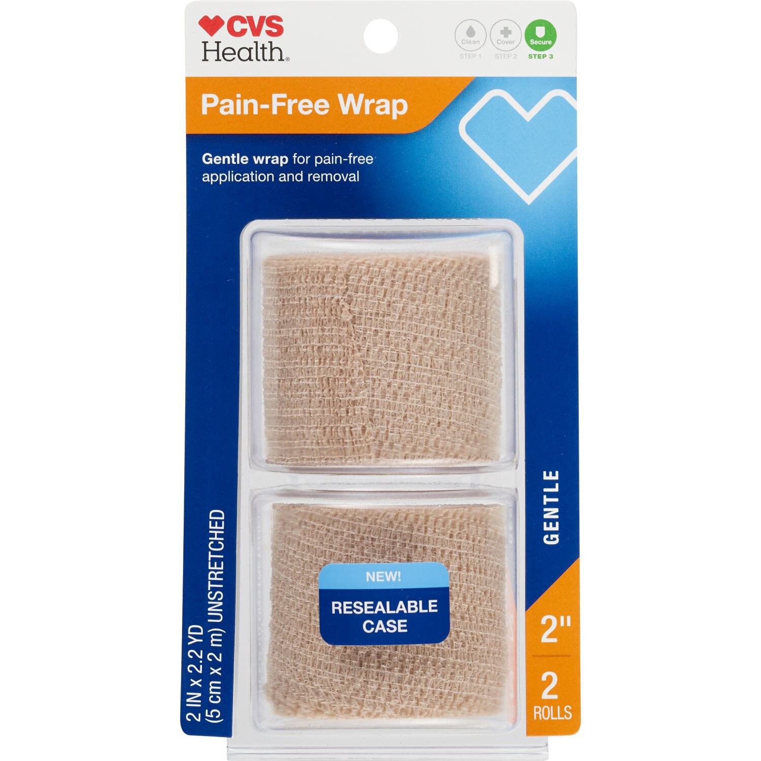 slide 1 of 1, CVS Health Pain-Free Gentle Wrap, 2'', Beige, 2 Ct, 2 ct
