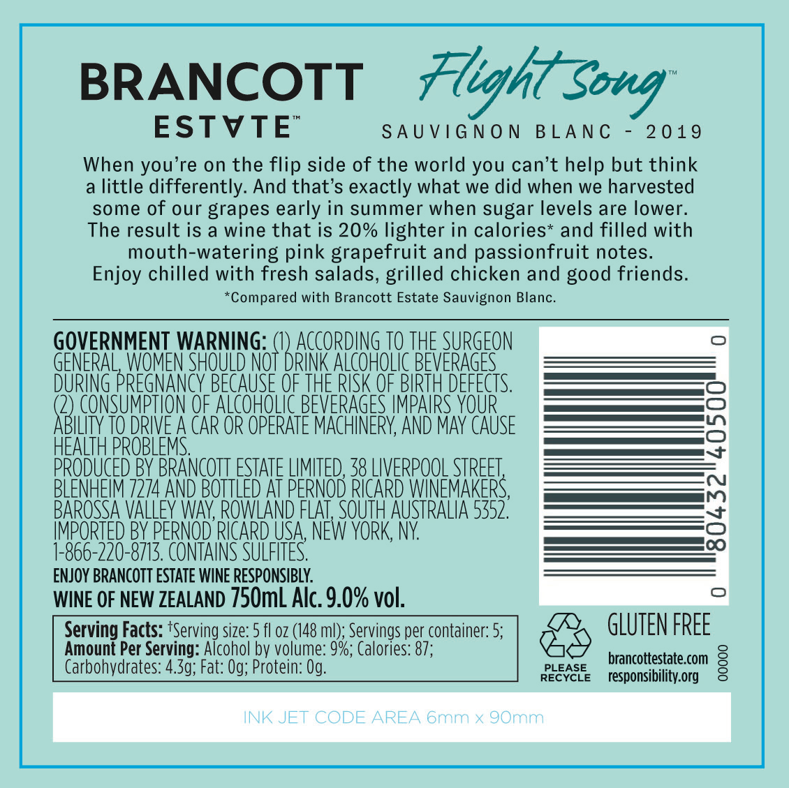 slide 3 of 7, Brancott Flight Song Sauvignon Blanc 750mL Bottle, 750 ml