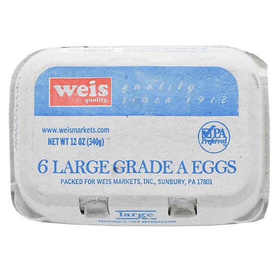 slide 1 of 1, Weis Quality Grade A Large 6 Count Eggs, 6 ct