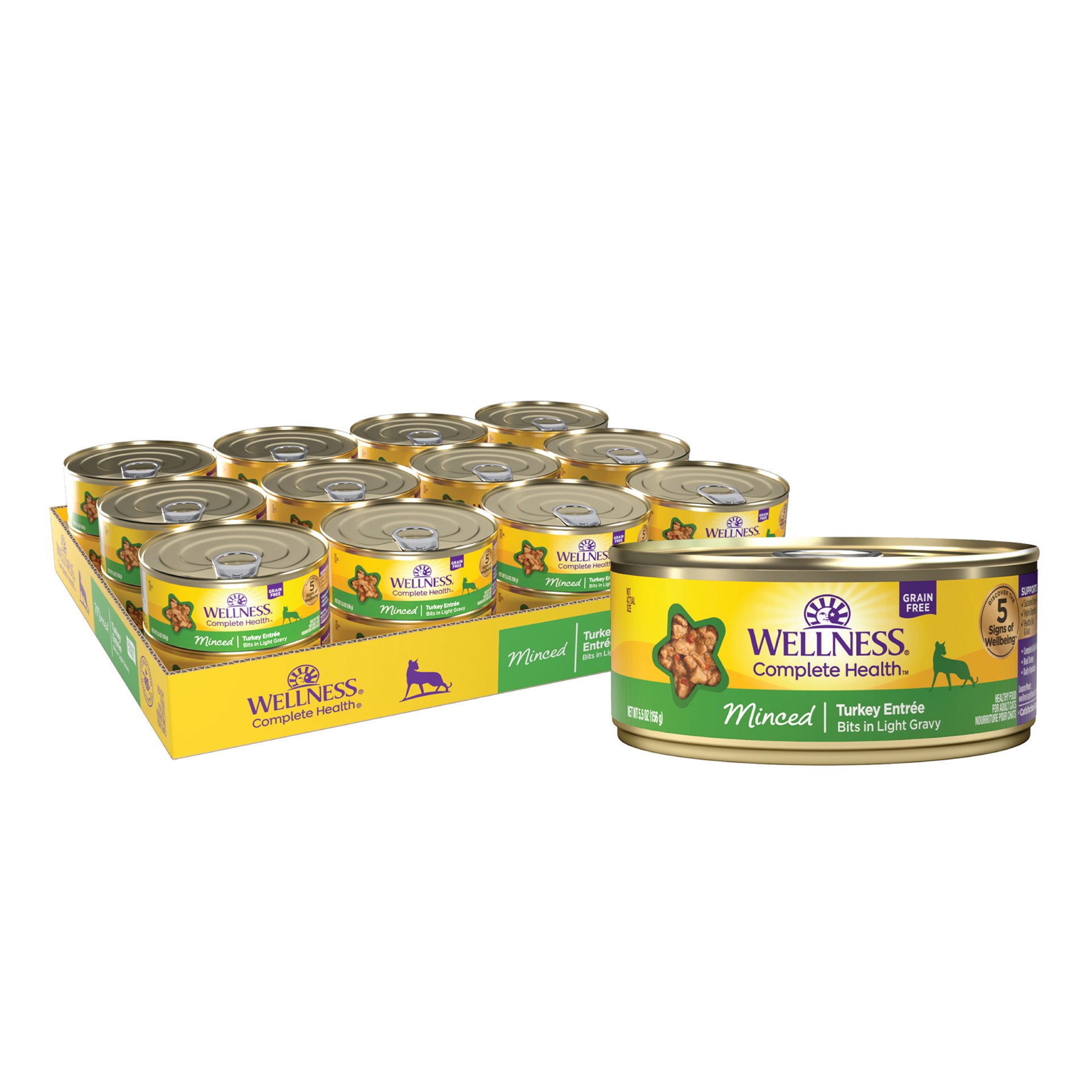 slide 1 of 5, Wellness Minced Canned Cuts Turkey Adult Canned Cat Food, 1 ct