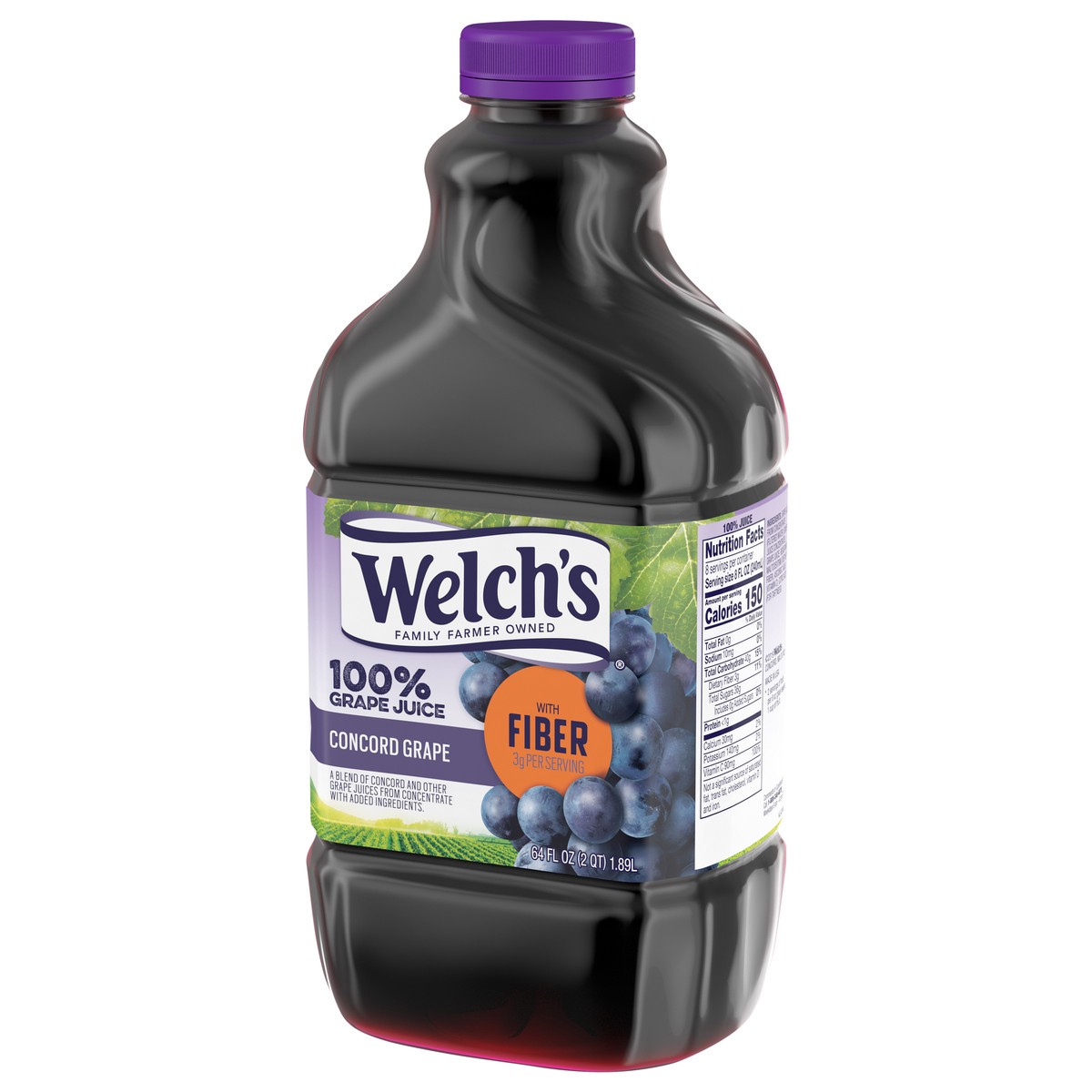 slide 4 of 5, Welch's 100% Grape Juice with Fiber, Concord Grape, 64 fl oz Bottle, 64 fl oz