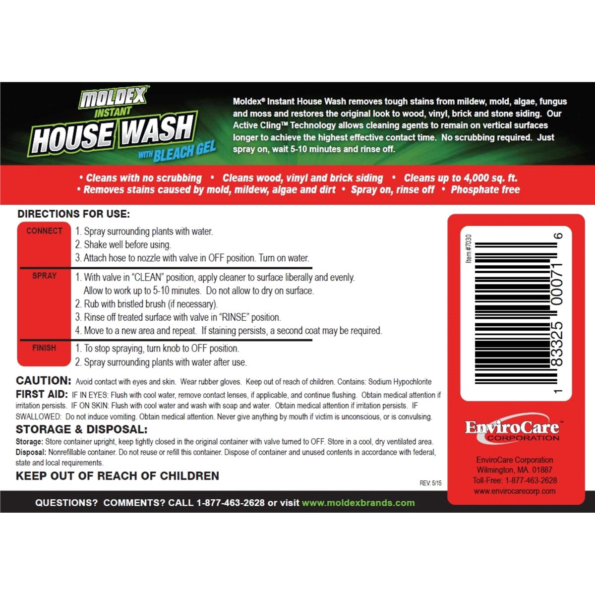 slide 2 of 2, Rustoleum Moldex Instant House Wash Hose End Sprayer - 7030, 56 oz