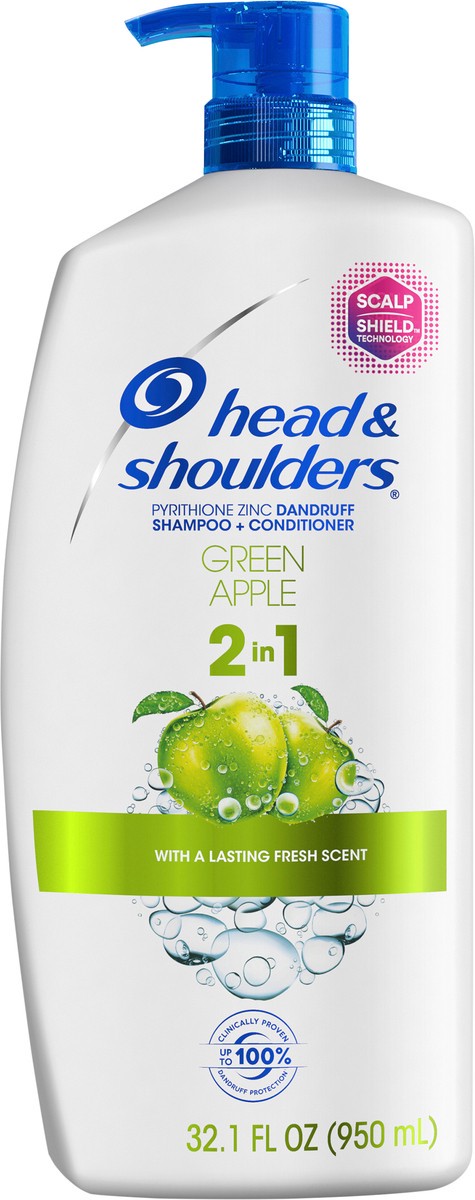 slide 3 of 3, Head & Shoulders Green Apple Anti-Dandruff 2-in-1 Shampoo + Conditioner, 32.1oz, 32.1 oz