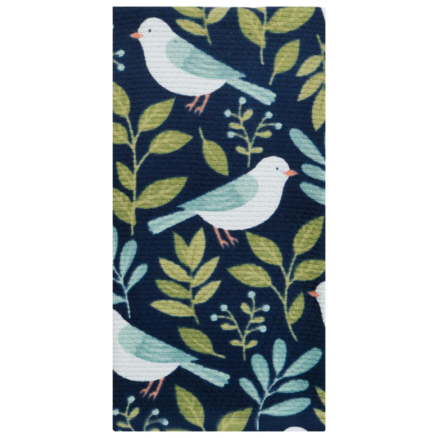 slide 1 of 2, Room & Retreat Birds & Foliage Textured Fiber Reactive Kitchen Towel, 18 In X 28 In, 1 ct