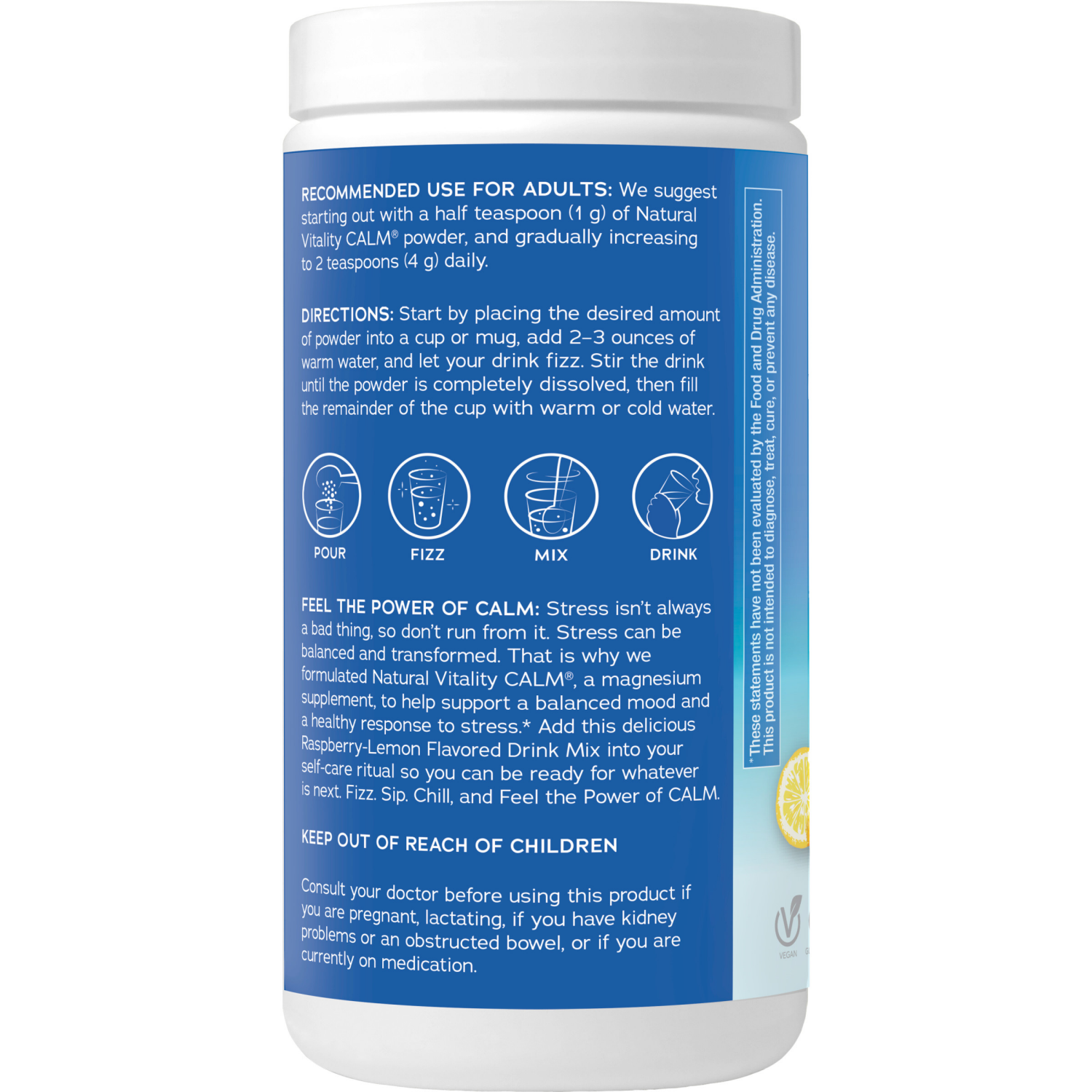 slide 3 of 5, Natural Vitality Calm Calm 325 mg Magnesium Raspberry Lemon Flavored Drink Mix 4 oz, 4 oz