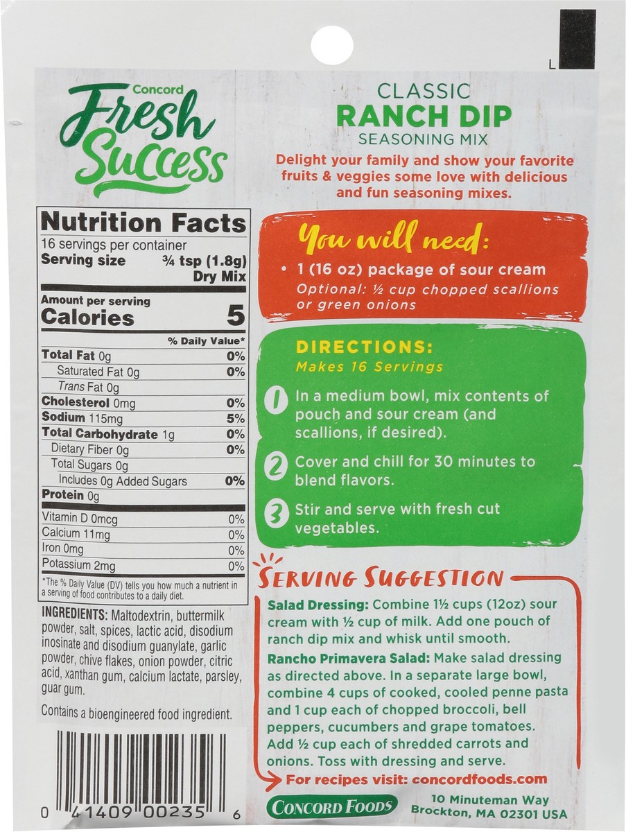 slide 4 of 12, Concord Fresh Success Classic Ranch Dip Seasoning Mix 1 oz, 1 oz
