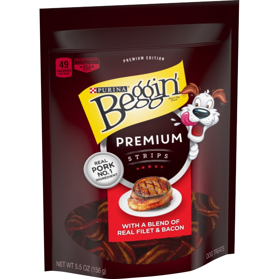 slide 3 of 9, Purina Beggin' Real Filet & Bacon Dog Treats, 5.5 oz