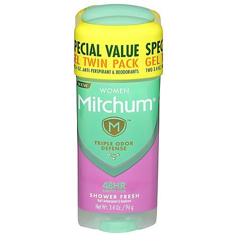 slide 1 of 1, Mitchum Anti-Perspirant & Deodorant For Women Gel Shower Fresh Twin Pack - 2-3.4 Oz, 6.8 oz
