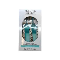 Unique Premier Stylz Plastic Forks, Silver