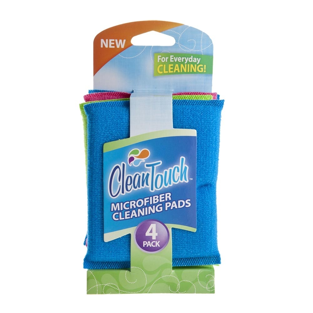 slide 1 of 1, Clean Touch Microfiber Cleaning Pads, 4 ct