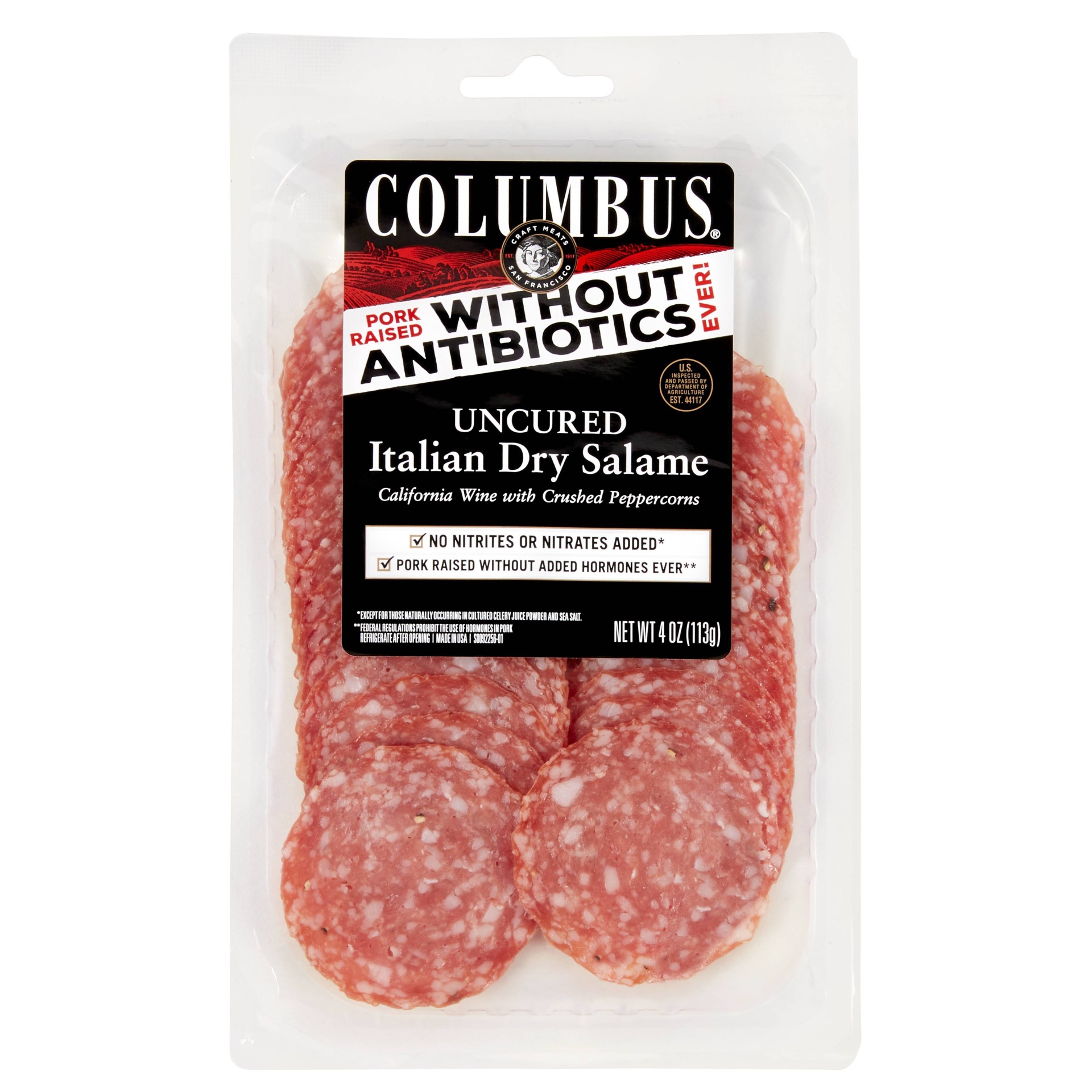 slide 1 of 1, Columbus Antibiotic Free Pre-Sliced Italian Dry Salame, 4 oz