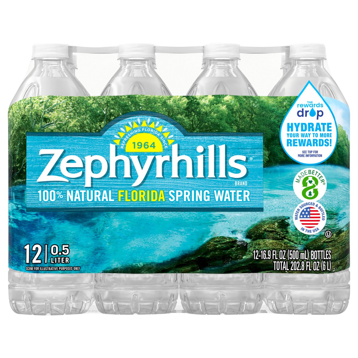 slide 1 of 5, ZEPHYRHILLS Brand 100% Natural Spring Water, 16.9-ounce plastic bottles (Pack of 12), 16.9 fl oz