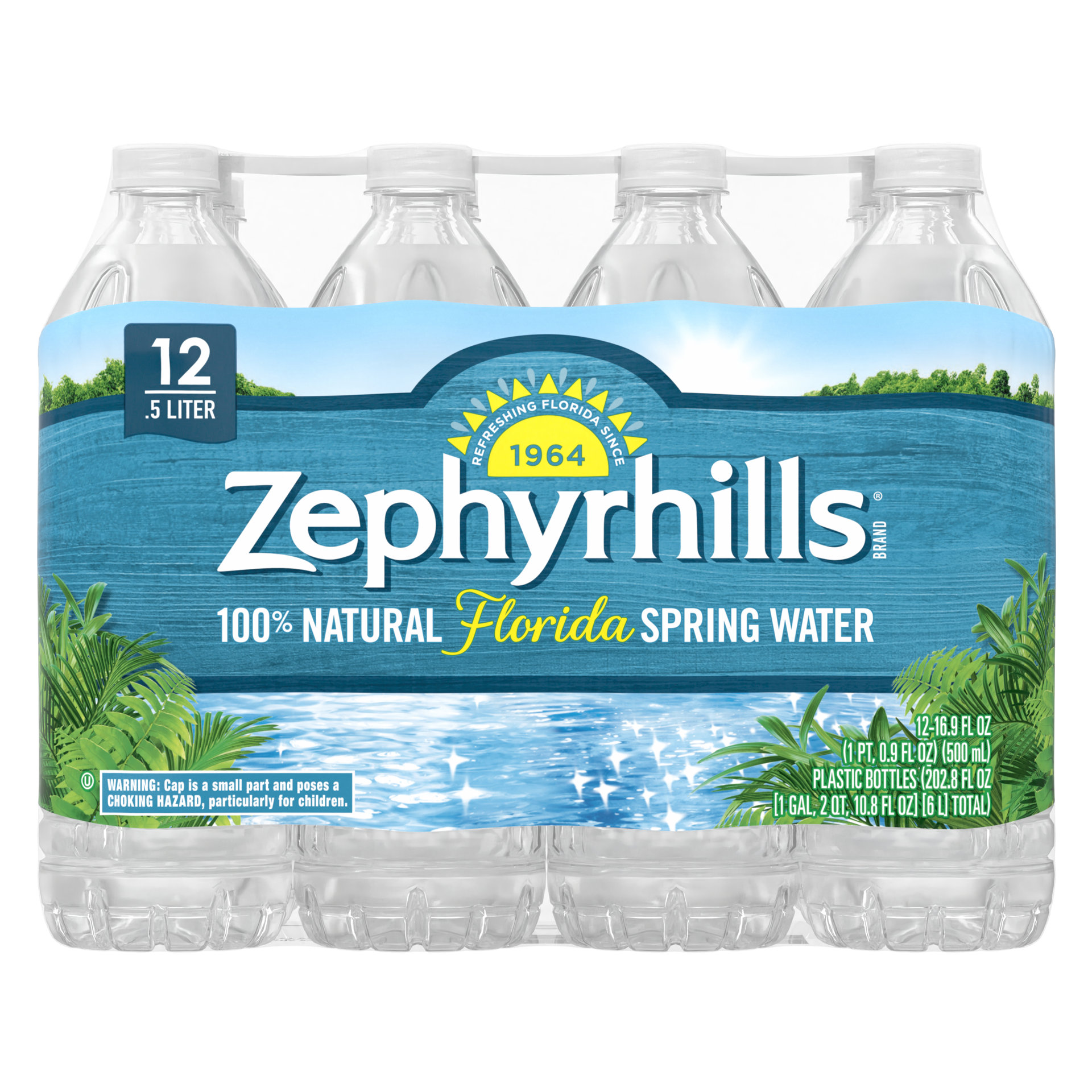 slide 1 of 5, ZEPHYRHILLS Brand 100% Natural Spring Water, 16.9-ounce plastic bottles (Pack of 12), 16.9 fl oz
