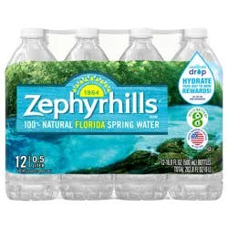 ZEPHYRHILLS Brand Florida Spring Water, 16.9-ounce plastic bottles (Pack of 12)