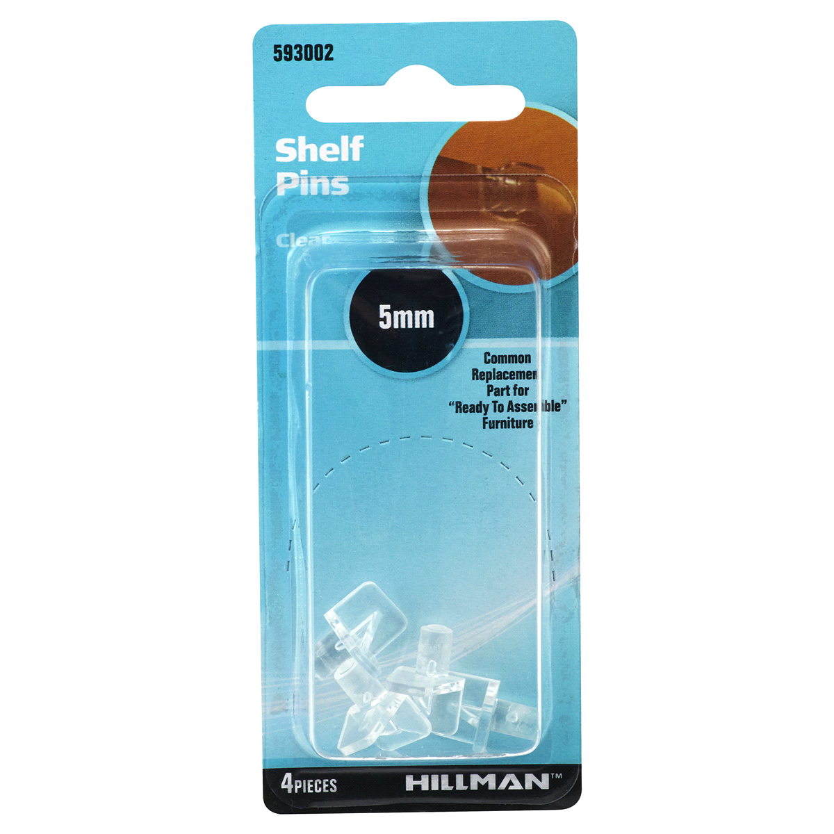 slide 1 of 1, Hillman Metric Clear Shelf Pins, 5mm, 4 ct