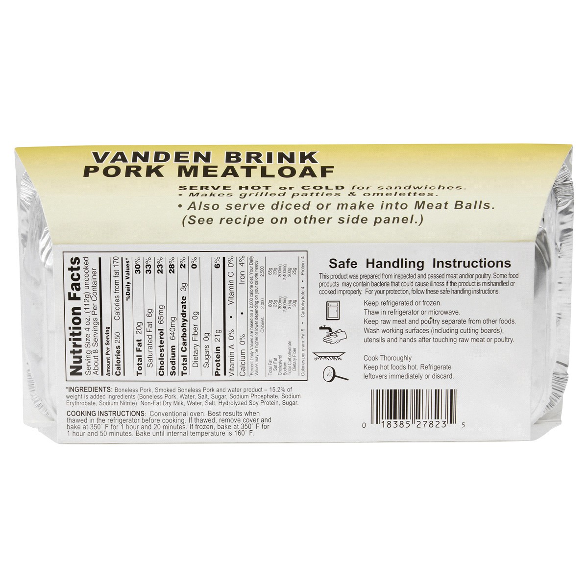 slide 2 of 2, Vanden Brink Savory Pork Meatloaf, 30 oz