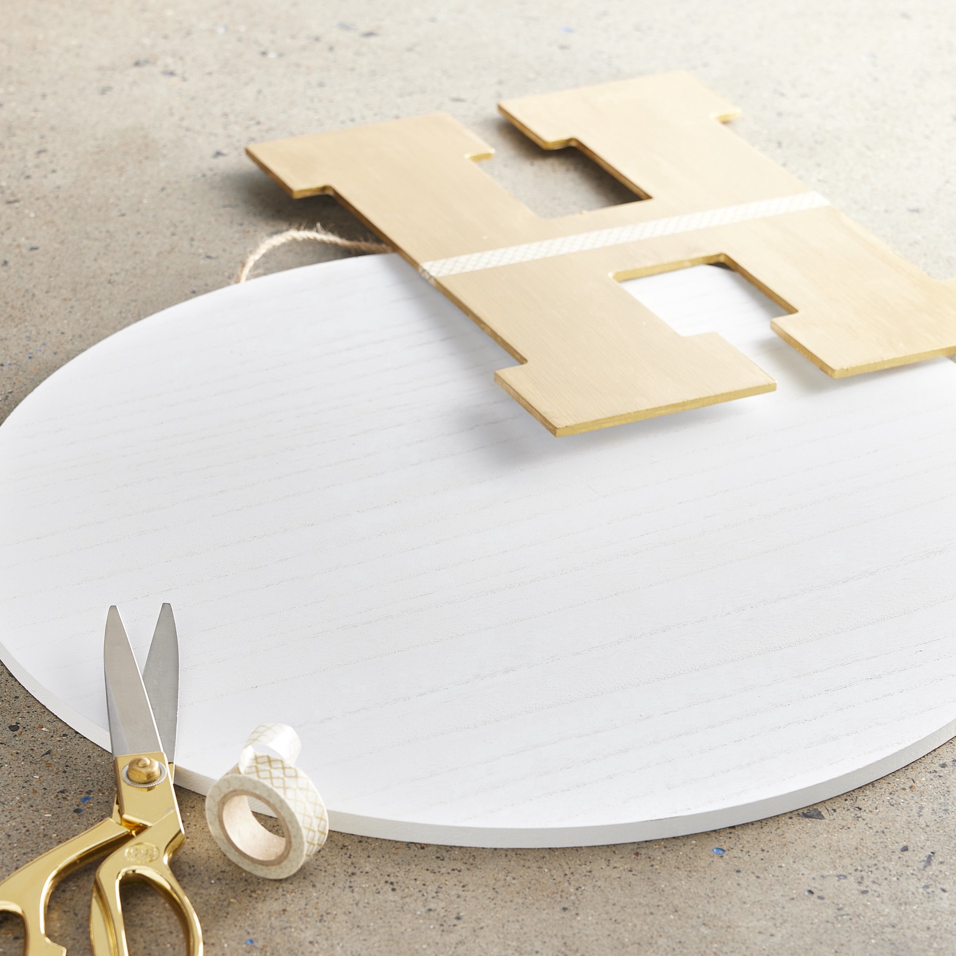 slide 2 of 4, 18" Whitewashed Round Plaque By Make Market, 17.9 in