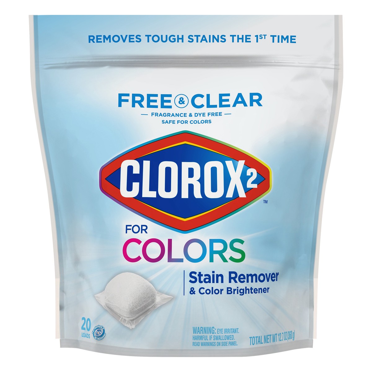 slide 2 of 5, Clorox 2 Free And Clear Laundry Stain Remover And Color Booster Laundry Packs, 20 ct