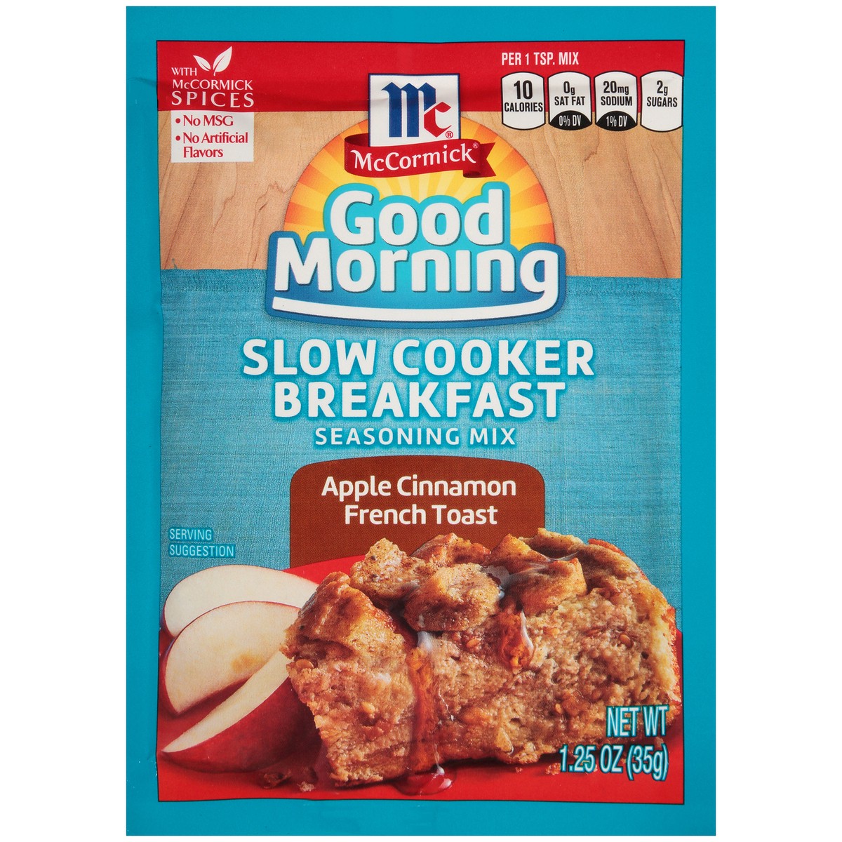 slide 1 of 8, McCormick Good Morning Apple Cinnamon French Toast Slow Cooker Breakfast Seasoning Mix 1.25 oz. Packet, 1.25 oz