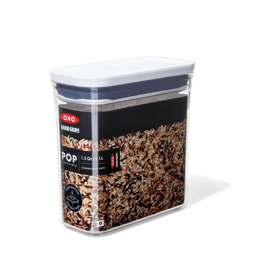 slide 1 of 1, OXO Good Grips Shorter Slim Rectangular Pop Container, 1 ct