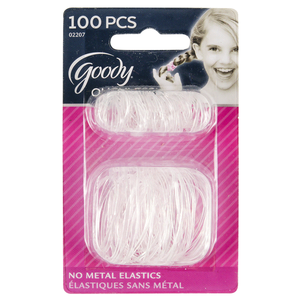 slide 1 of 2, Goody Ouchless Clear No-Metal Elastics, 100 ct