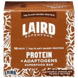 Laird Superfood Double Chocolate Peanut Butter 10g Protein Bars - 10 ct