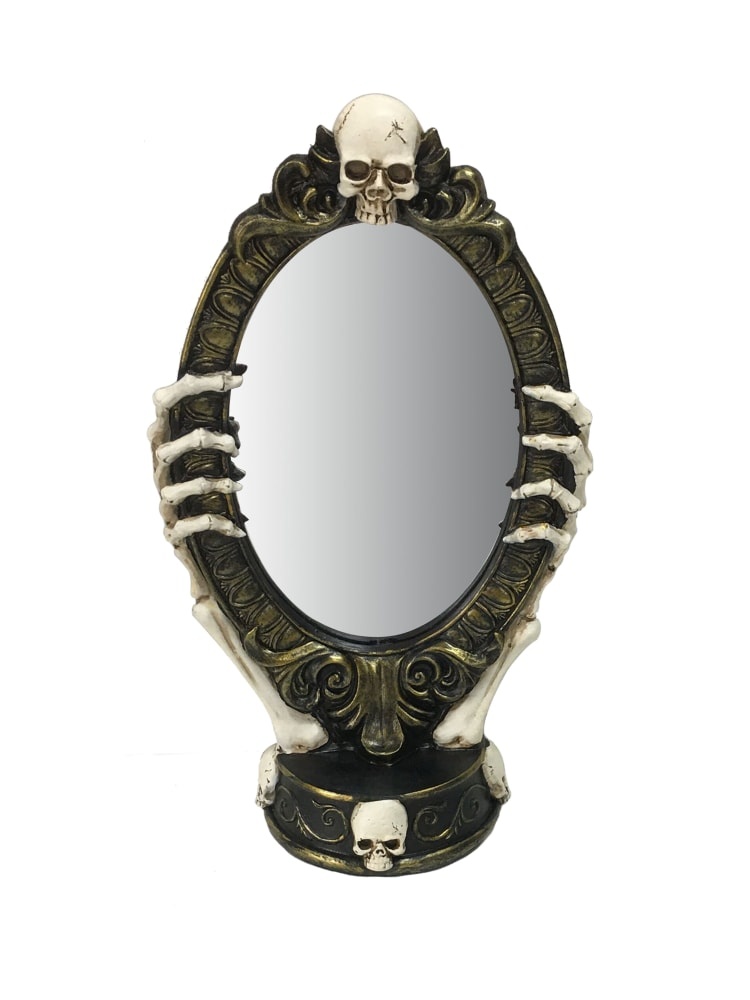 slide 1 of 1, Holiday Home Halloween Skeleton Looking Glass Decor, 13 in