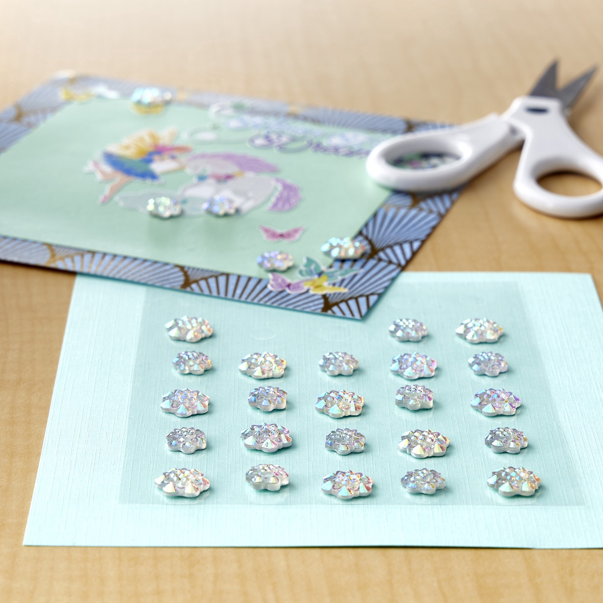 slide 2 of 4, Clear Iridescent Floret Bling Stickers By Recollections, 3.8 in x 4.3 in
