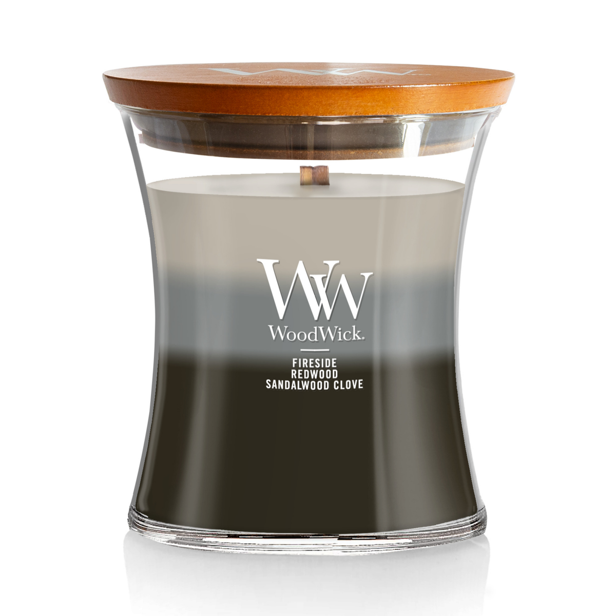 slide 1 of 9, Woodwick Candle Medium Jar Trilogy Warm Woods, 10.5 oz