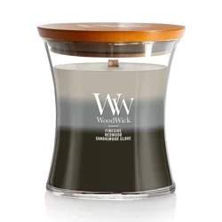 WoodWick Medium Hourglass Trilogy Candle, Warm Woods Scented, Premium Soy Blend Wax, Crackles as it burns, Perfect for Gifting, 9.7oz
