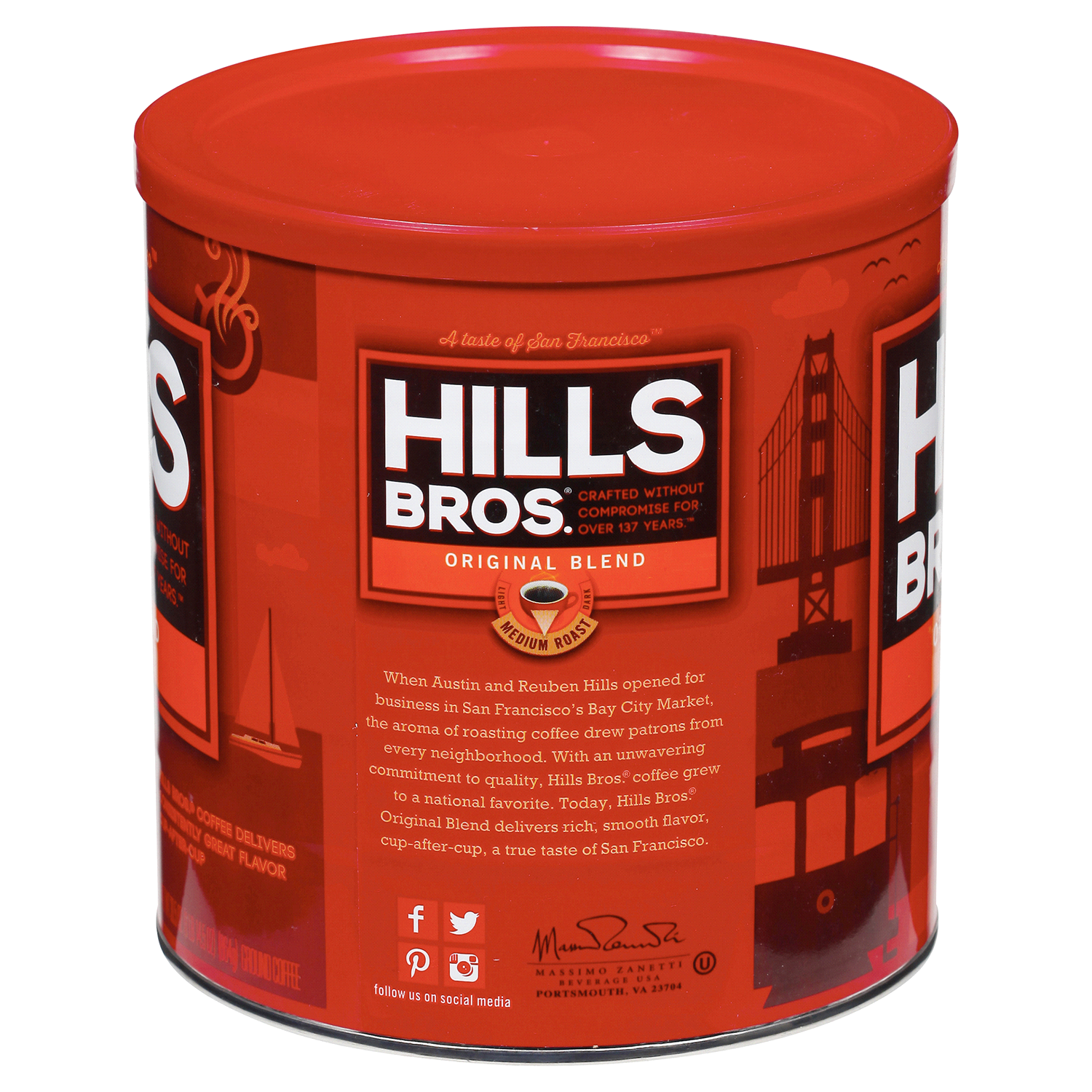 slide 2 of 3, Hills Bros. Original Blend Medium Roast Ground Coffee 30.5 oz. Can, 30.5 oz