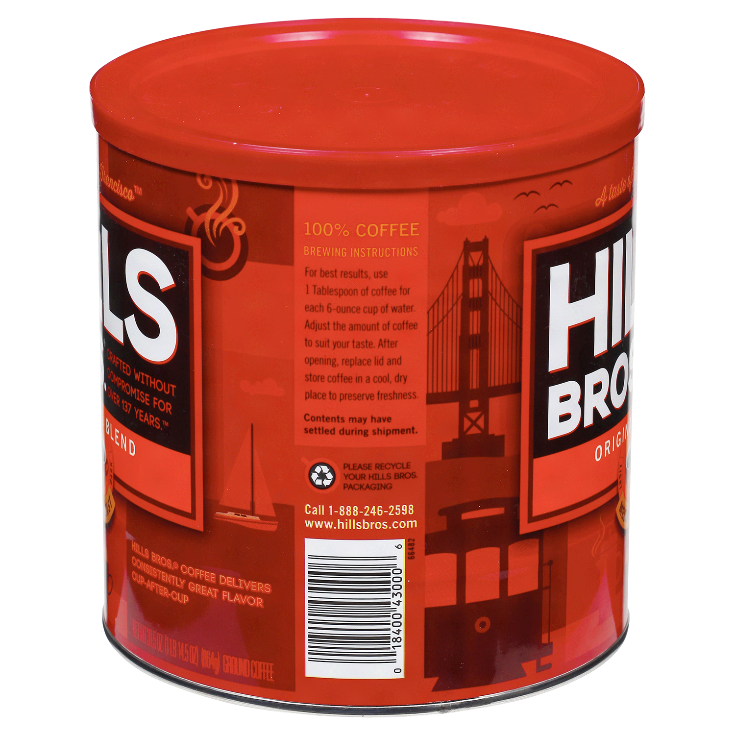 slide 3 of 3, Hills Bros. Original Blend Medium Roast Ground Coffee 30.5 oz. Can, 30.5 oz